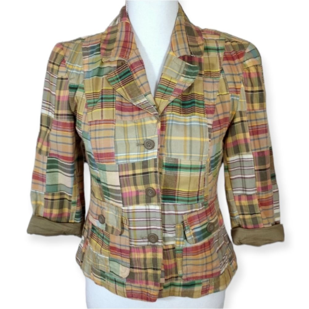 LOFT Multicolor Plaid Blazer